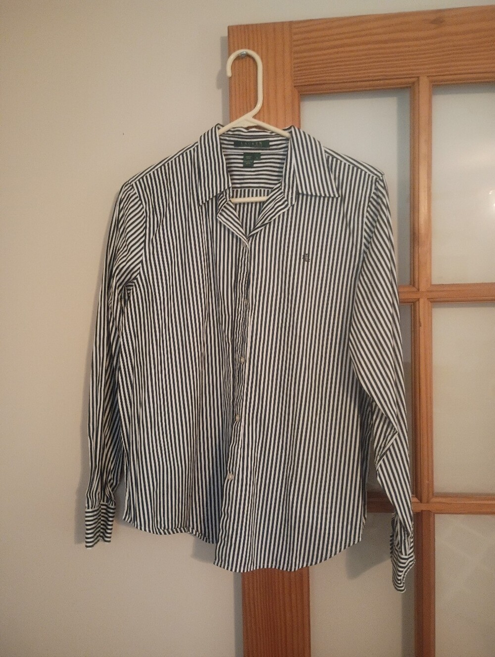 Ralph Lauren Men's Vertical Black & White Stripe Dress Shirt